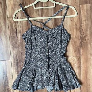 Button Down Peplum Tank